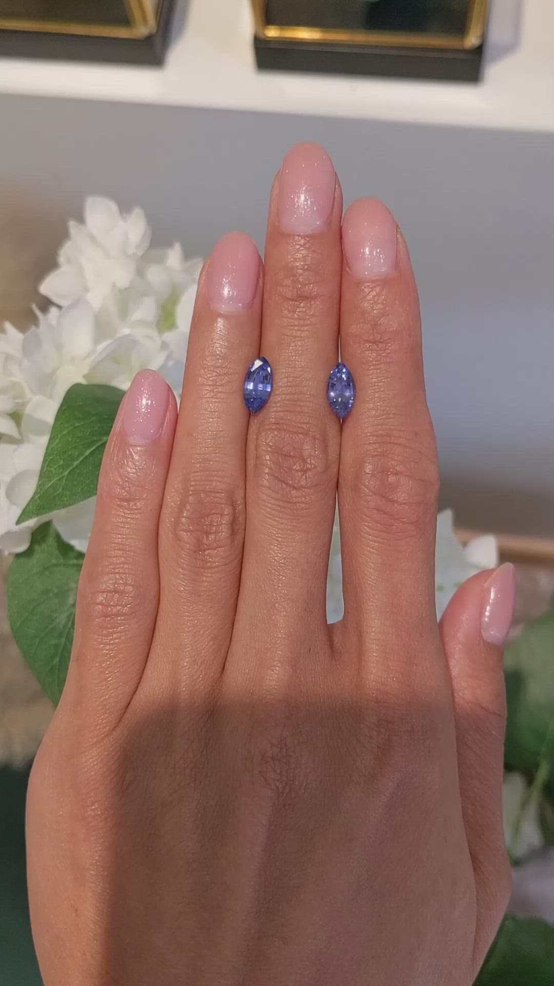 2.29 Ct.Tw.Total Carat Weight Blue Sapphire Pair from Madagascar Size Video