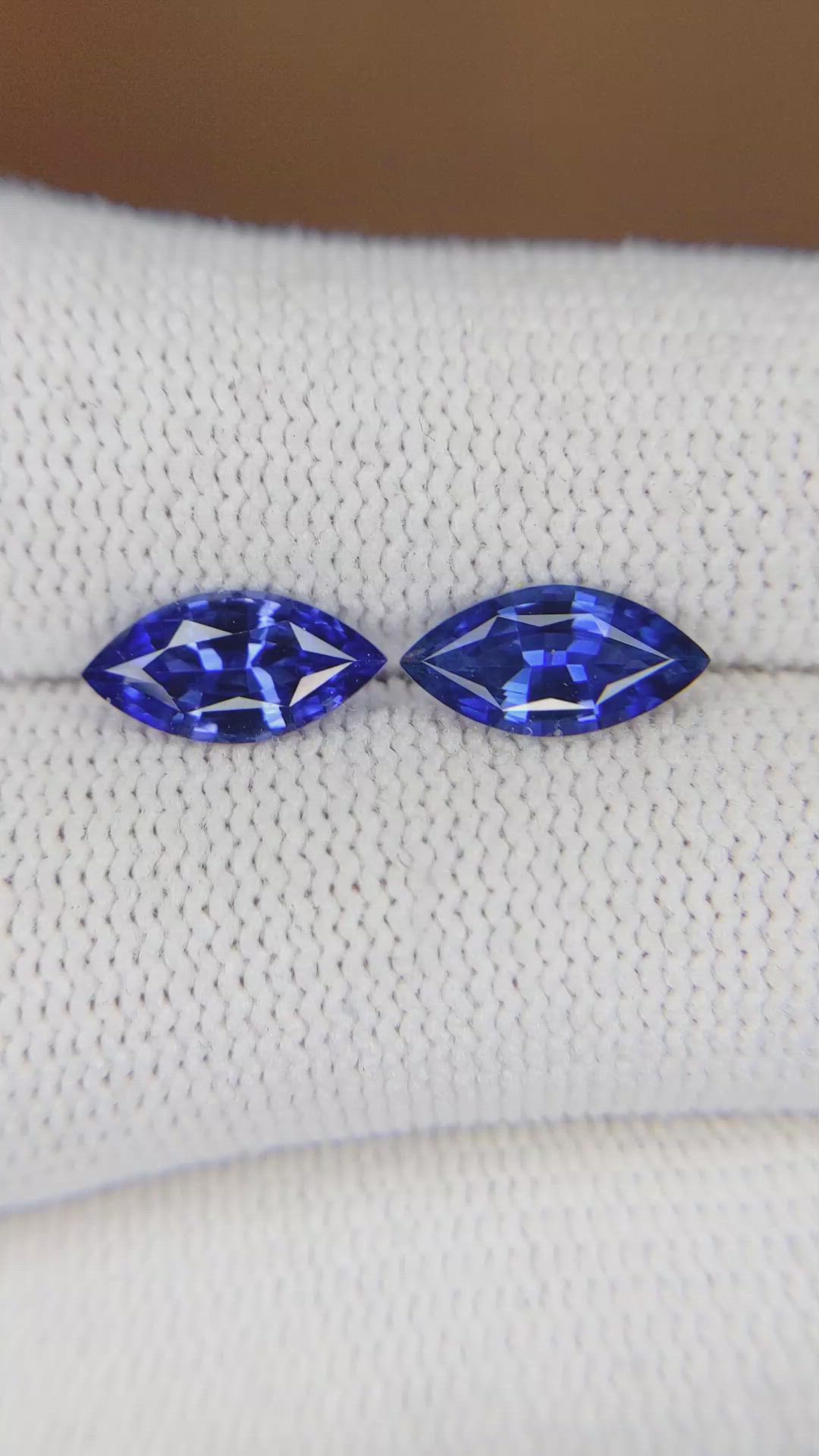 2.26&nbsp;Ct.Tw.Total Carat Weight Blue Sapphire Pair from Madagascar Size Video