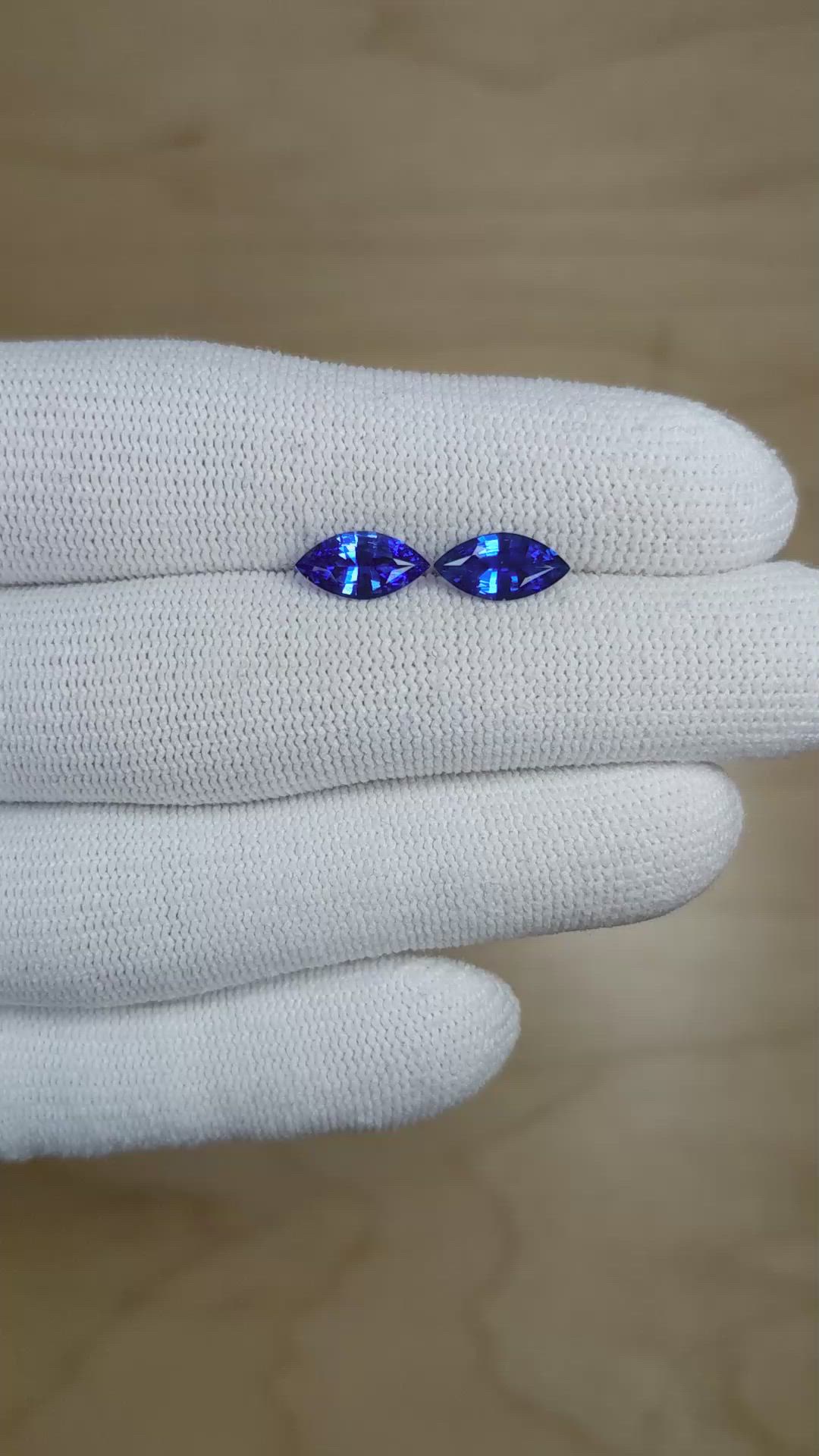 2.26&nbsp;Ct.Tw.Total Carat Weight Blue Sapphire Pair from Madagascar Size Video