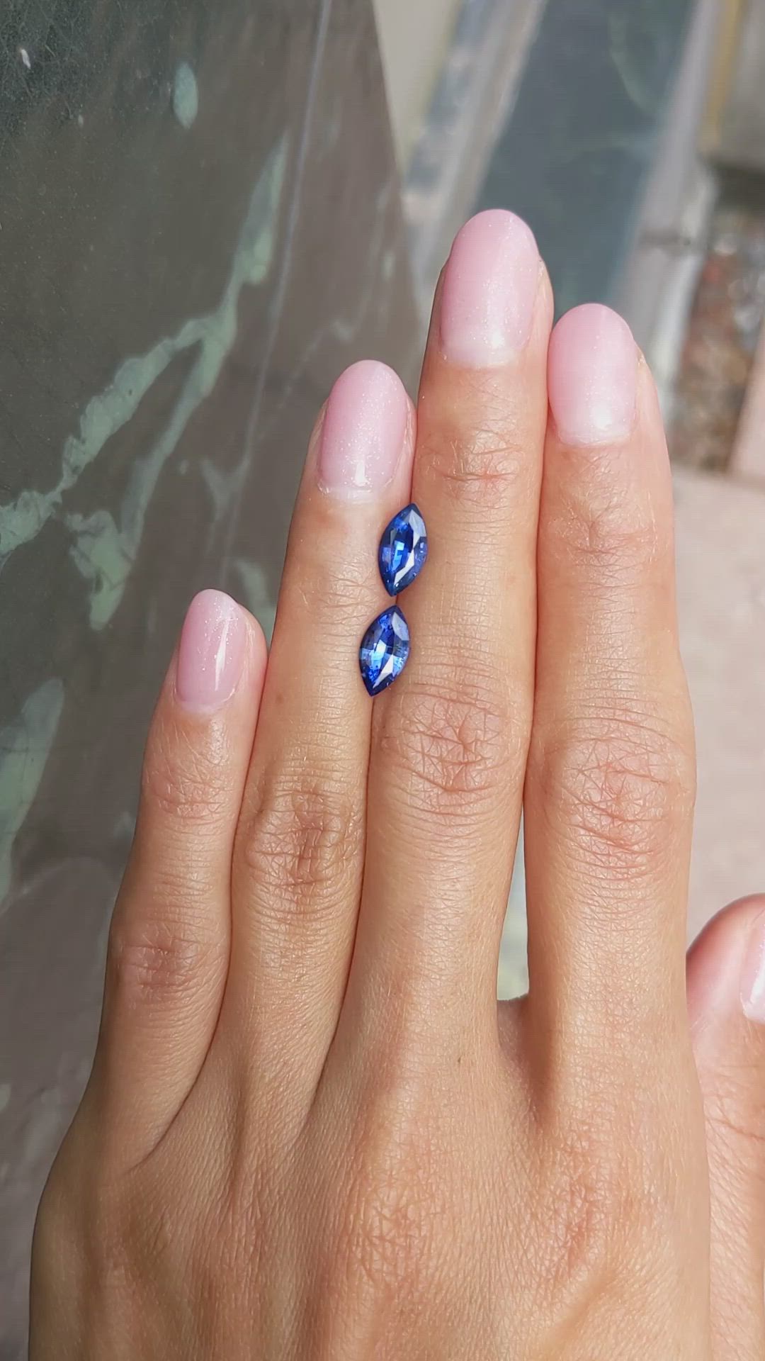 2.26&nbsp;Ct.Tw.Total Carat Weight Blue Sapphire Pair from Madagascar Size Video