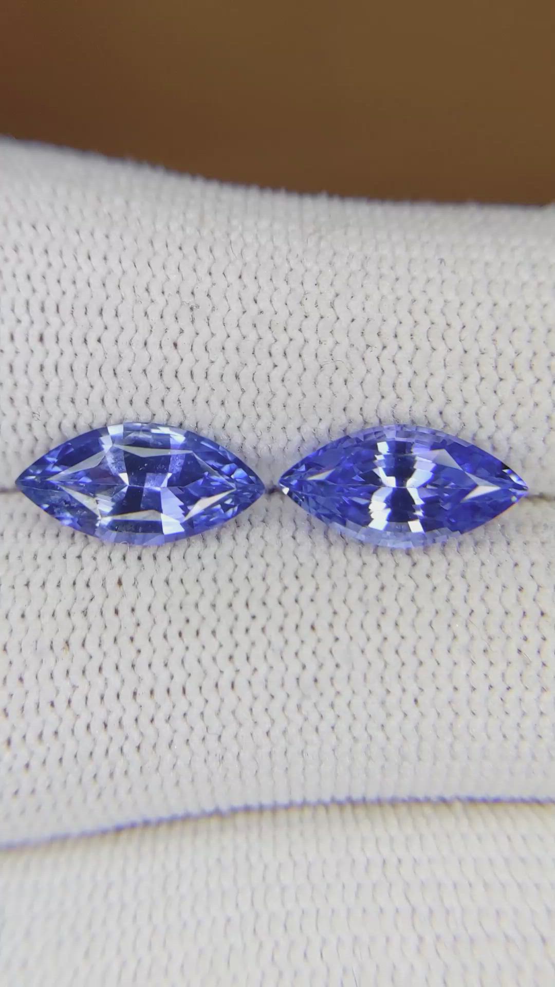 4.15&nbsp;Ct.Tw.Total Carat Weight Blue Sapphire Pair from Madagascar Size Video