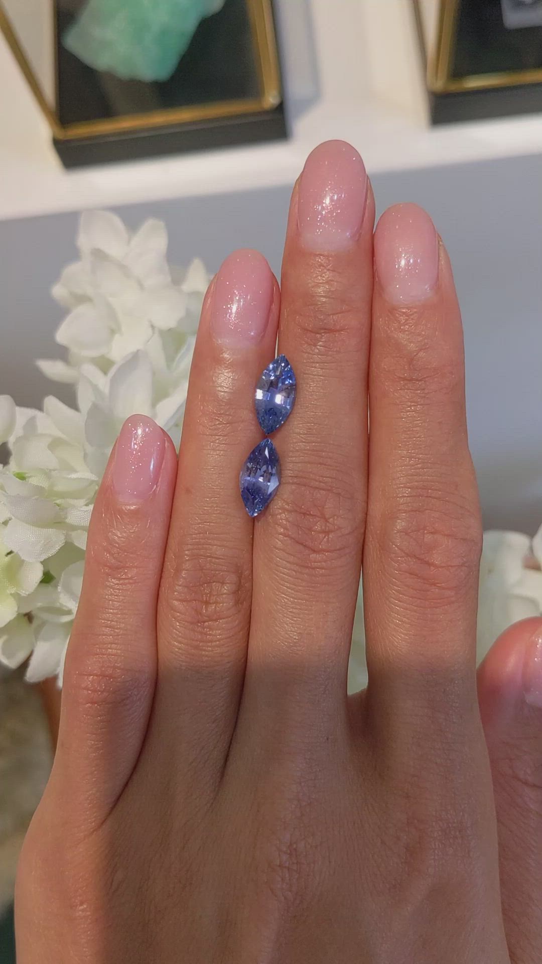 4.15&nbsp;Ct.Tw.Total Carat Weight Blue Sapphire Pair from Madagascar Size Video