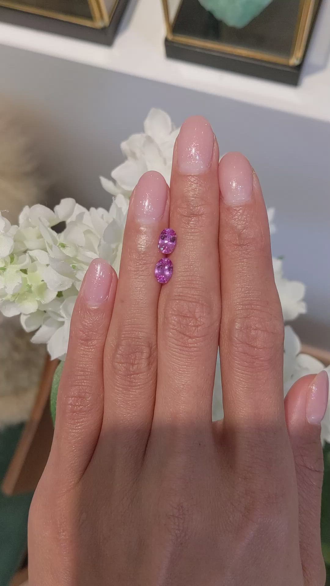 1.63&nbsp;Ct.Tw.Total Carat Weight Pink Sapphire Pair from Ceylon (Sri Lanka) Size Video