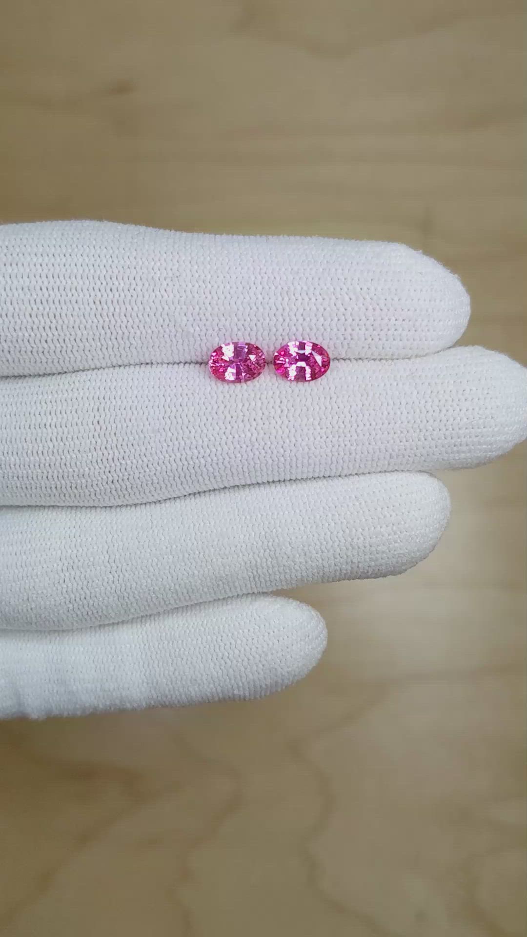 1.63&nbsp;Ct.Tw.Total Carat Weight Pink Sapphire Pair from Ceylon (Sri Lanka) Size Video