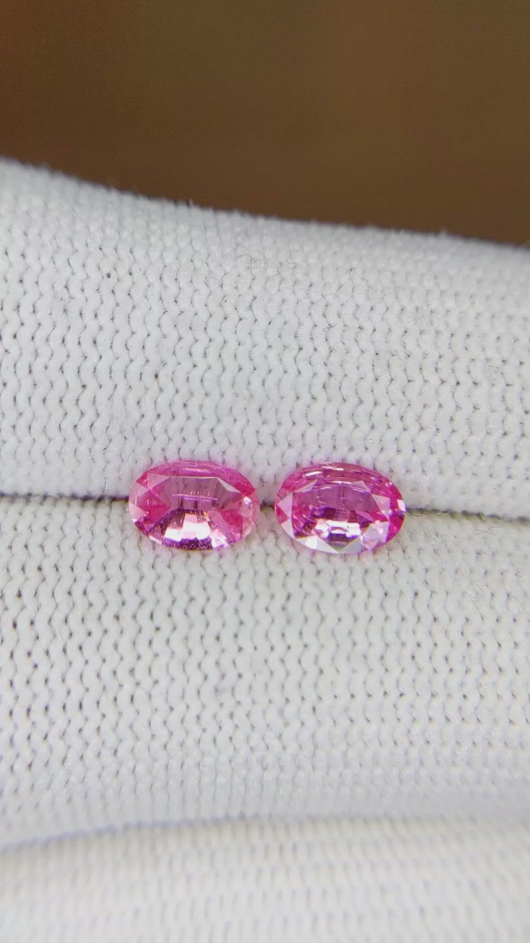 0.97 Ct.Tw.Total Carat Weight Pink Sapphire Pair from Ceylon (Sri Lanka) Size Video