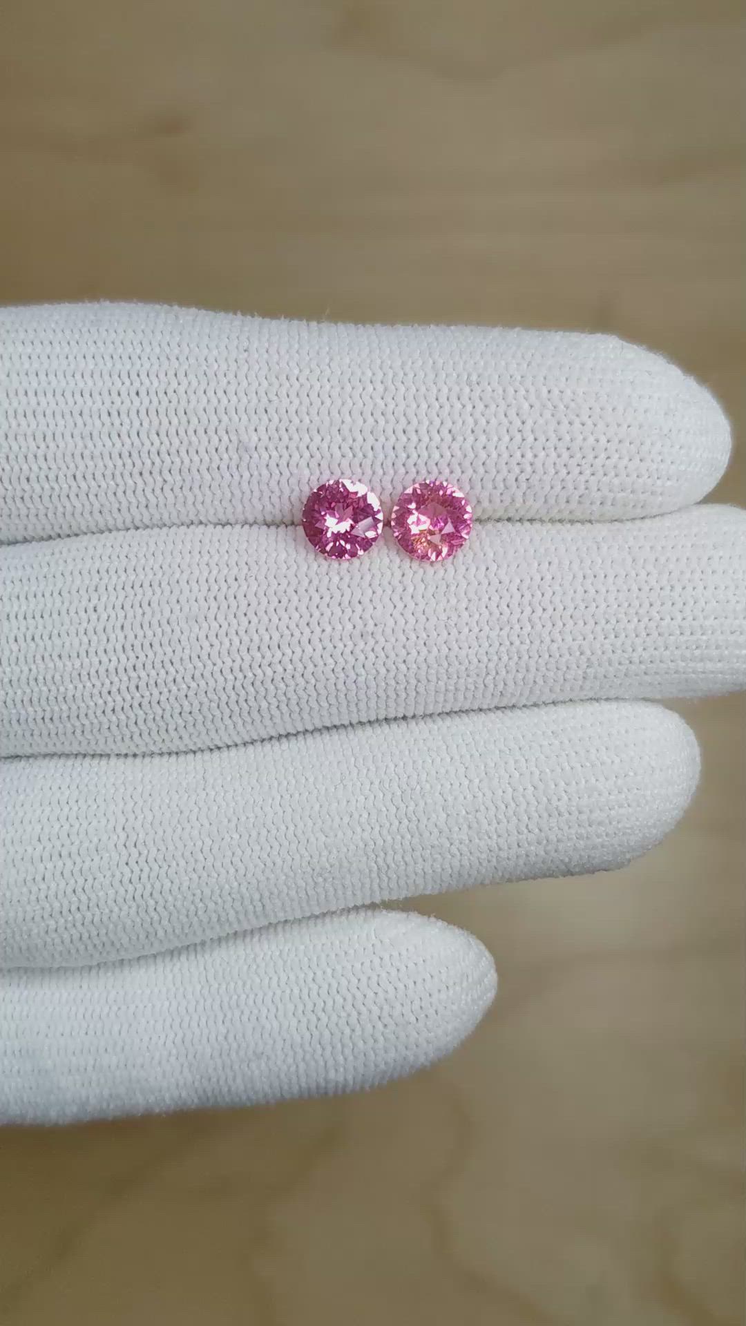 1.77 Ct.Tw.Total Carat Weight Pink Sapphire Pair from Ceylon (Sri Lanka) Size Video
