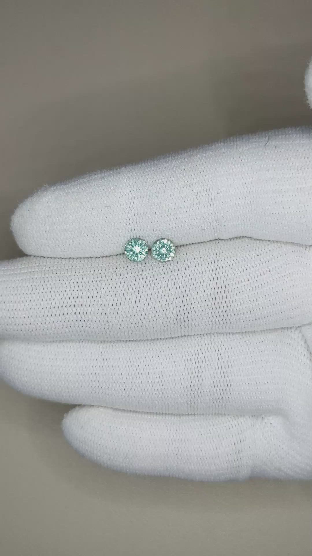 0.85 Ct.Tw.Total Carat Weight Green Sapphire Pair from Montana Size Video