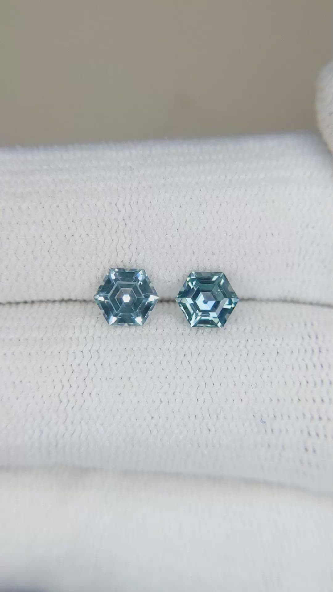 1.37 Ct.Tw.Total Carat Weight Greenish Blue Sapphire Pair from Montana Size Video