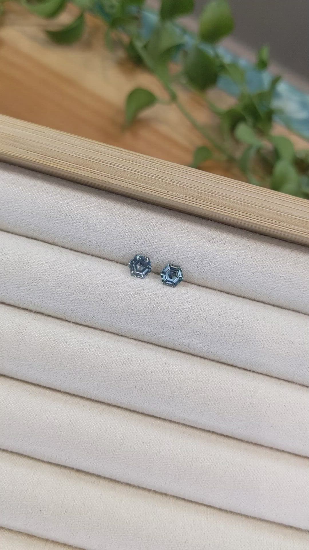 1.37 Ct.Tw.Total Carat Weight Greenish Blue Sapphire Pair from Montana Size Video