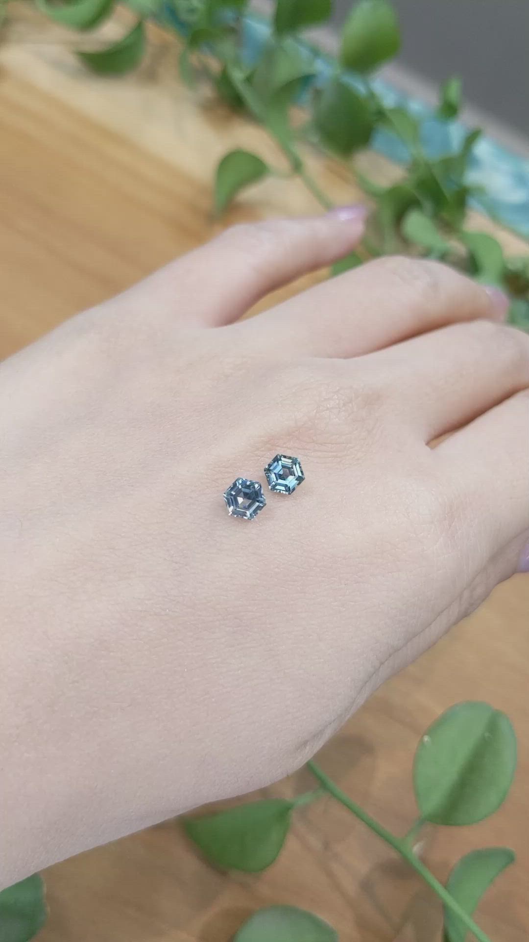 1.37 Ct.Tw.Total Carat Weight Greenish Blue Sapphire Pair from Montana Size Video