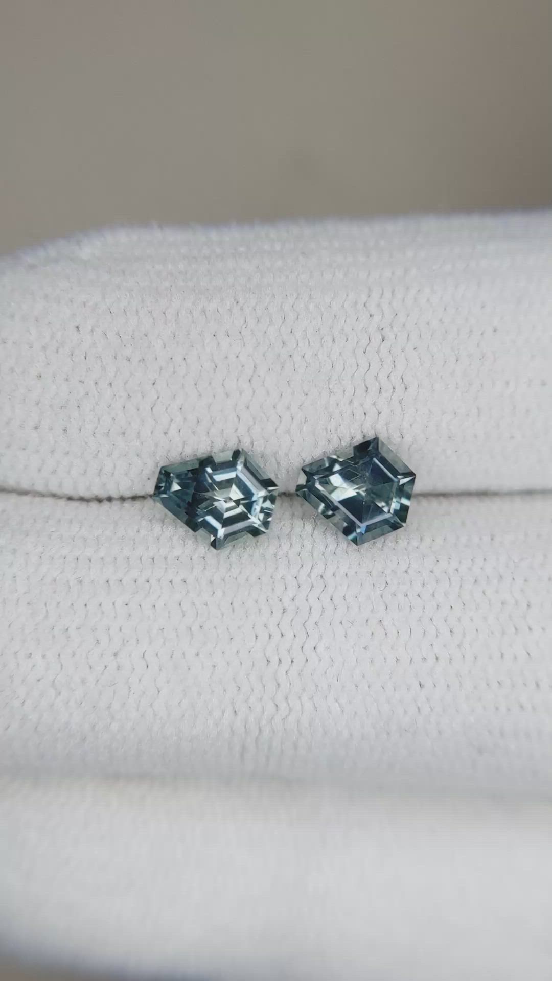 1.21&nbsp;Ct.Tw.Total Carat Weight Greenish Blue Sapphire Pair from Montana Size Video