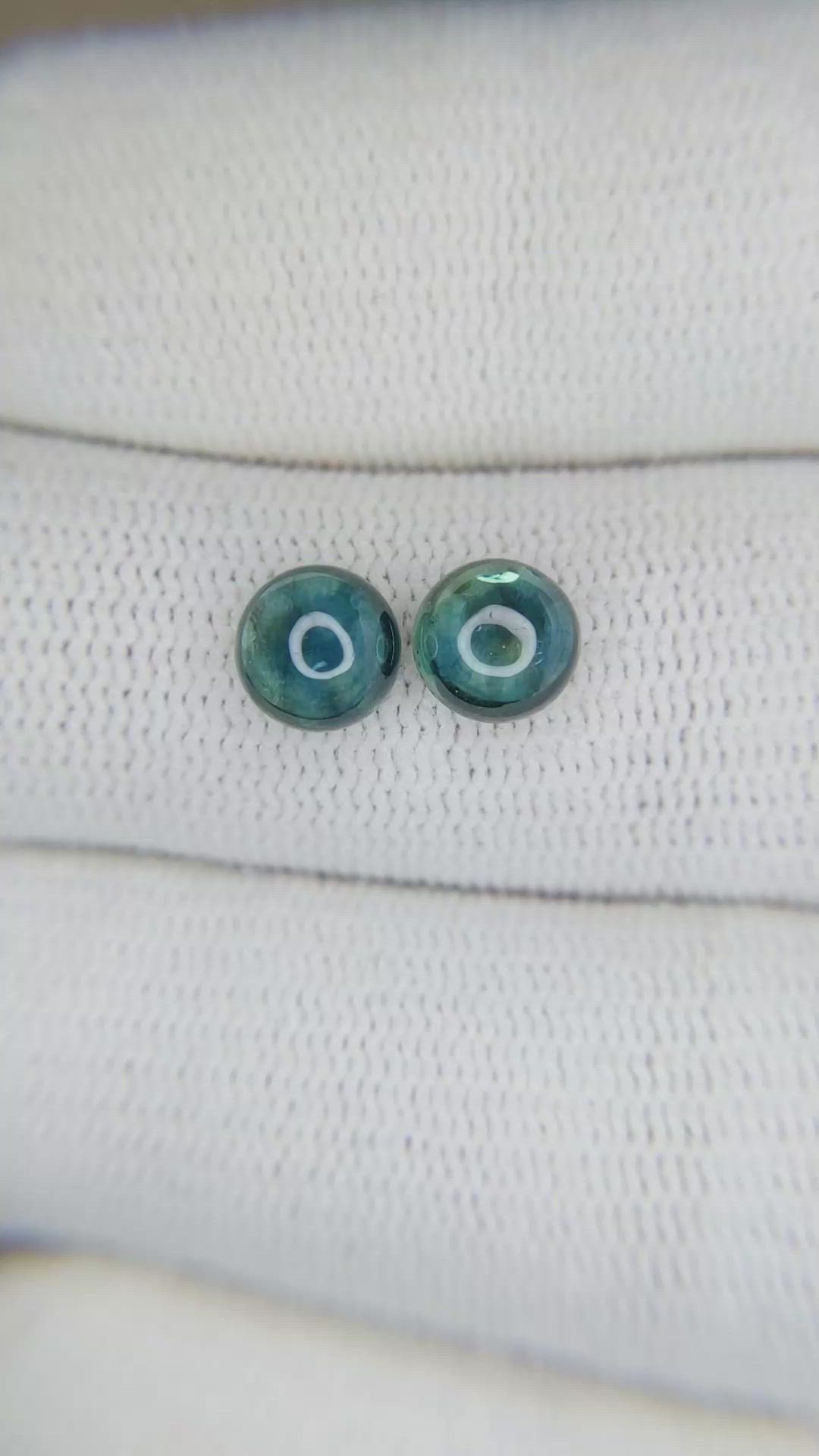 2.75 Ct.Tw.Total Carat Weight Greenish Blue Cabochon Sapphire Pair from Ceylon (Sri Lanka) Size Video