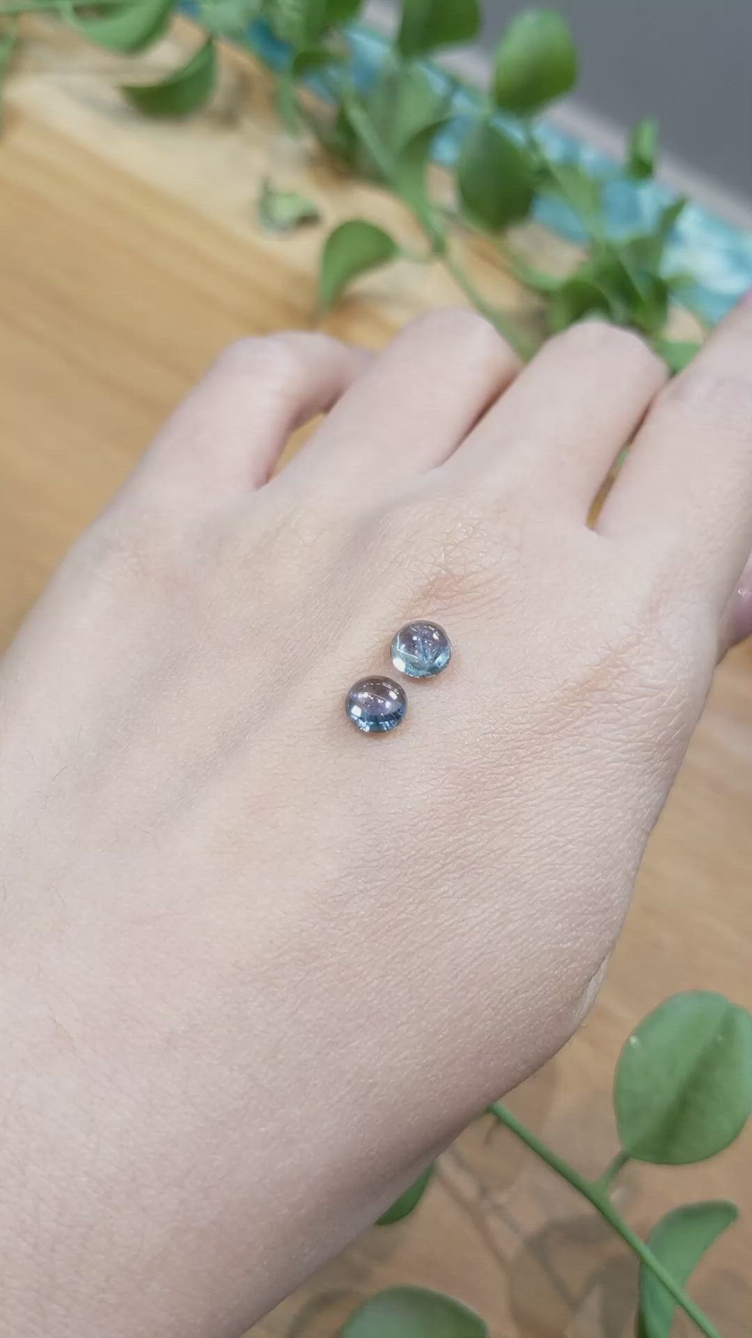 2.88&nbsp;Ct.Tw.Total Carat Weight Blue Cabochon Sapphire Pair from Mozambique Size Video