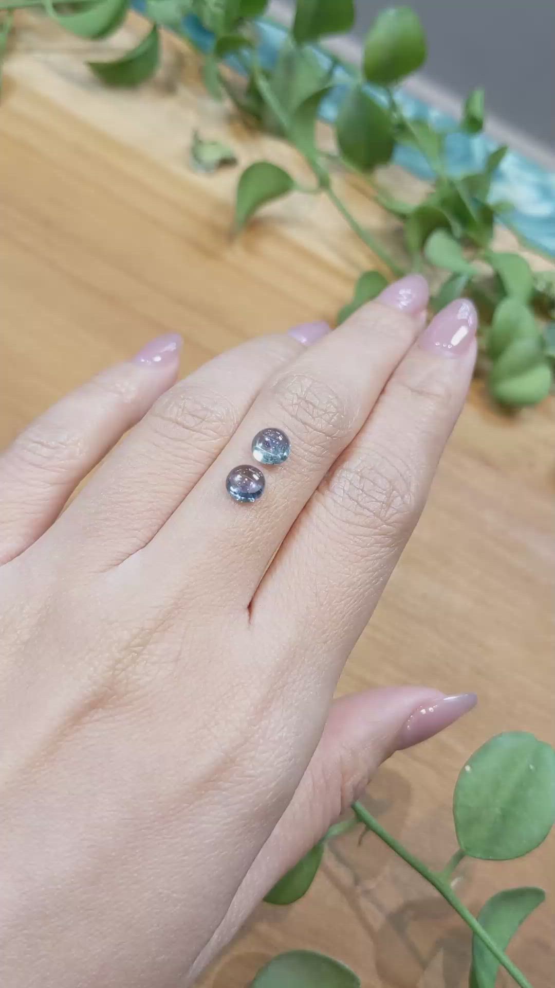 2.88&nbsp;Ct.Tw.Total Carat Weight Blue Cabochon Sapphire Pair from Mozambique Size Video