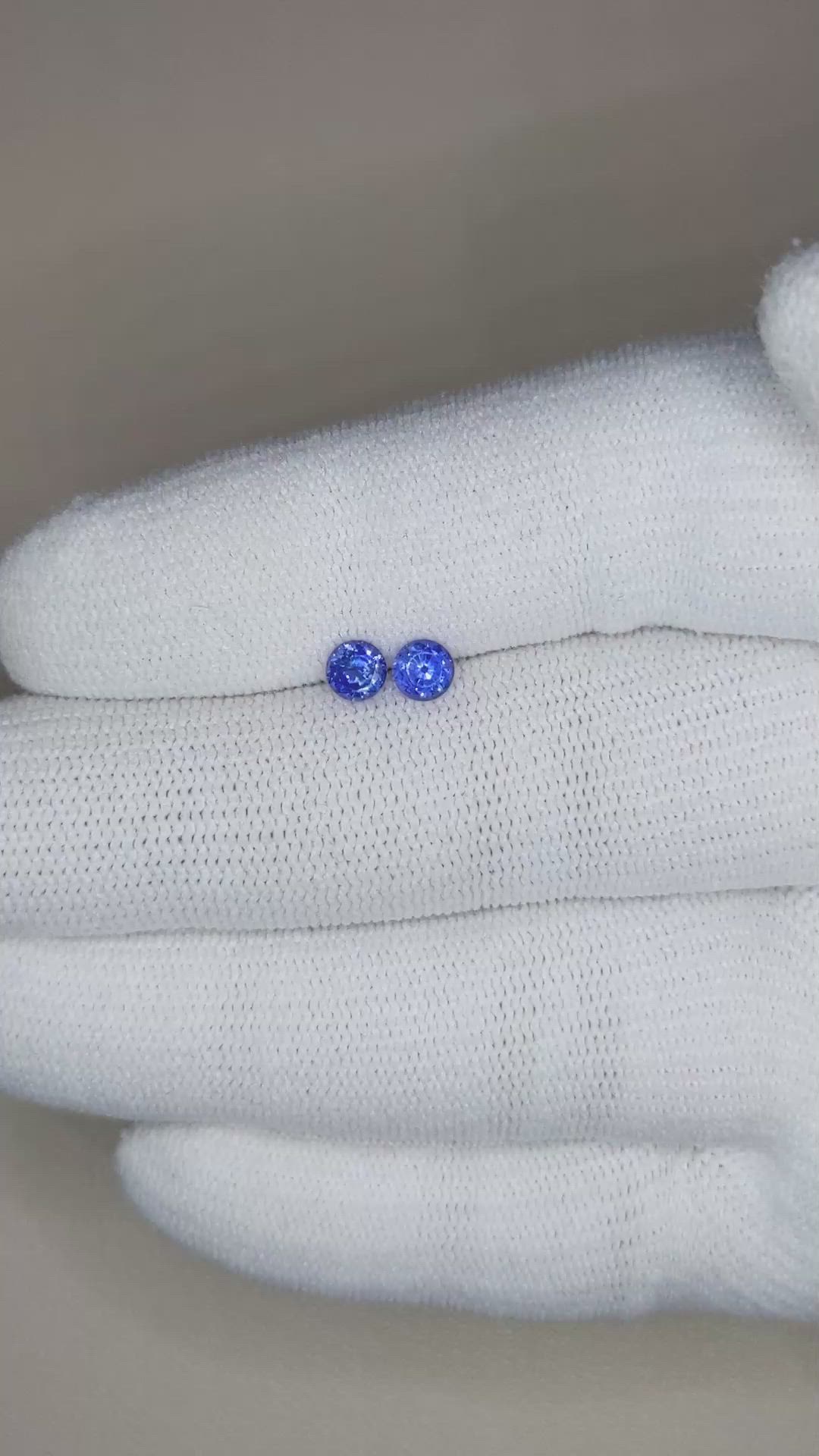 0.66&nbsp;Ct.Tw.Total Carat Weight Blue Sapphire Pair from Ceylon (Sri Lanka) Size Video