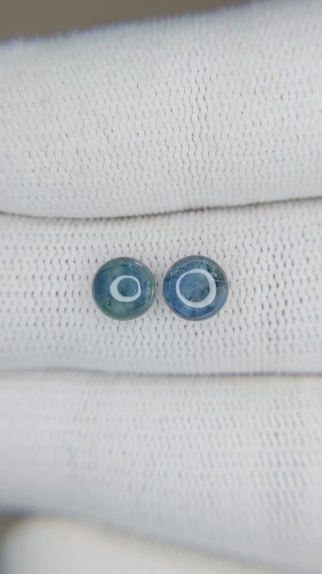 2.75&nbsp;Ct.Tw.Total Carat Weight Greenish Blue Cabochon Sapphire Pair from Montana Size Video