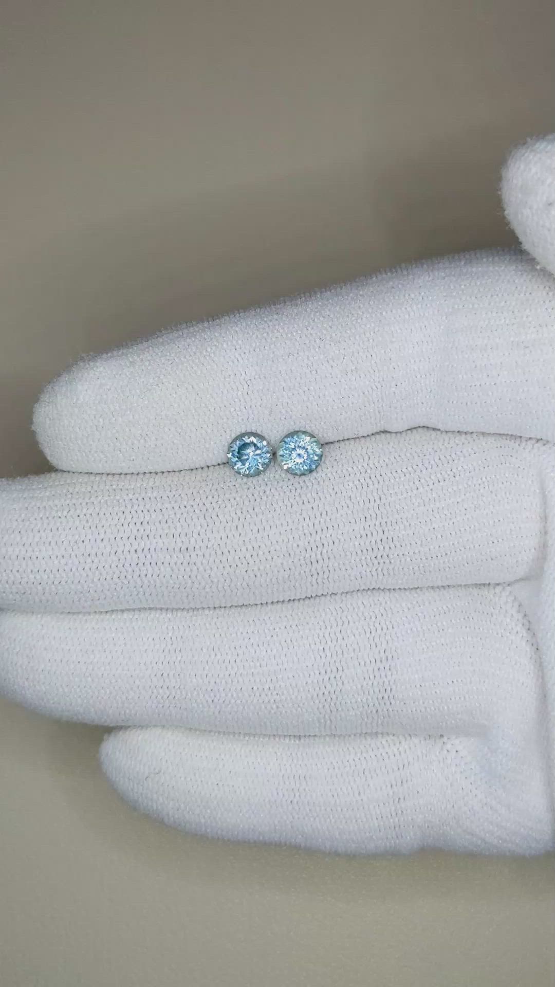 1.29&nbsp;Ct.Tw.Total Carat Weight Bluish Green Sapphire Pair from Montana Size Video