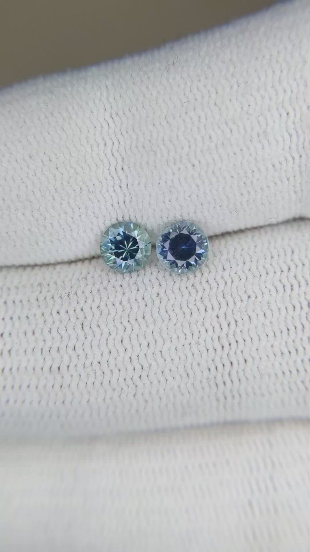 1.04 Ct.Tw.Total Carat Weight Bluish Green Sapphire Pair from Montana Size Video