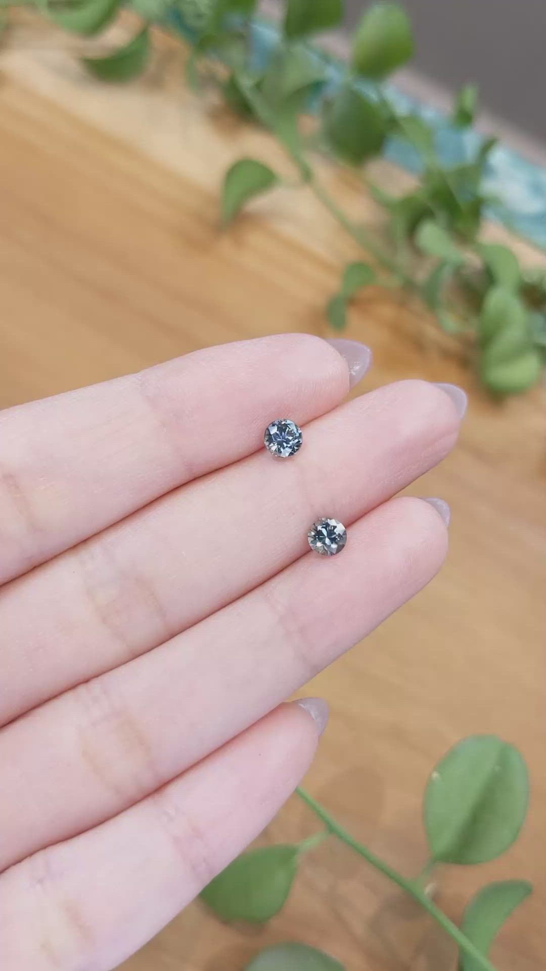 1.04 Ct.Tw.Total Carat Weight Bluish Green Sapphire Pair from Montana Size Video