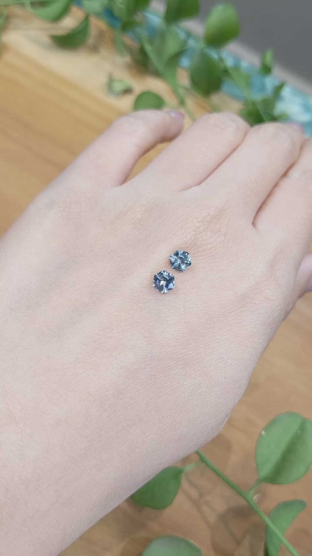 1.12&nbsp;Ct.Tw.Total Carat Weight Greenish Blue Sapphire Pair from Montana Size Video