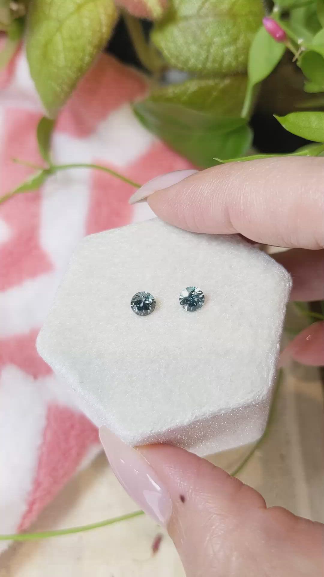 1.00&nbsp;Ct.Tw.Total Carat Weight Greenish Blue Sapphire Pair from Montana Size Video