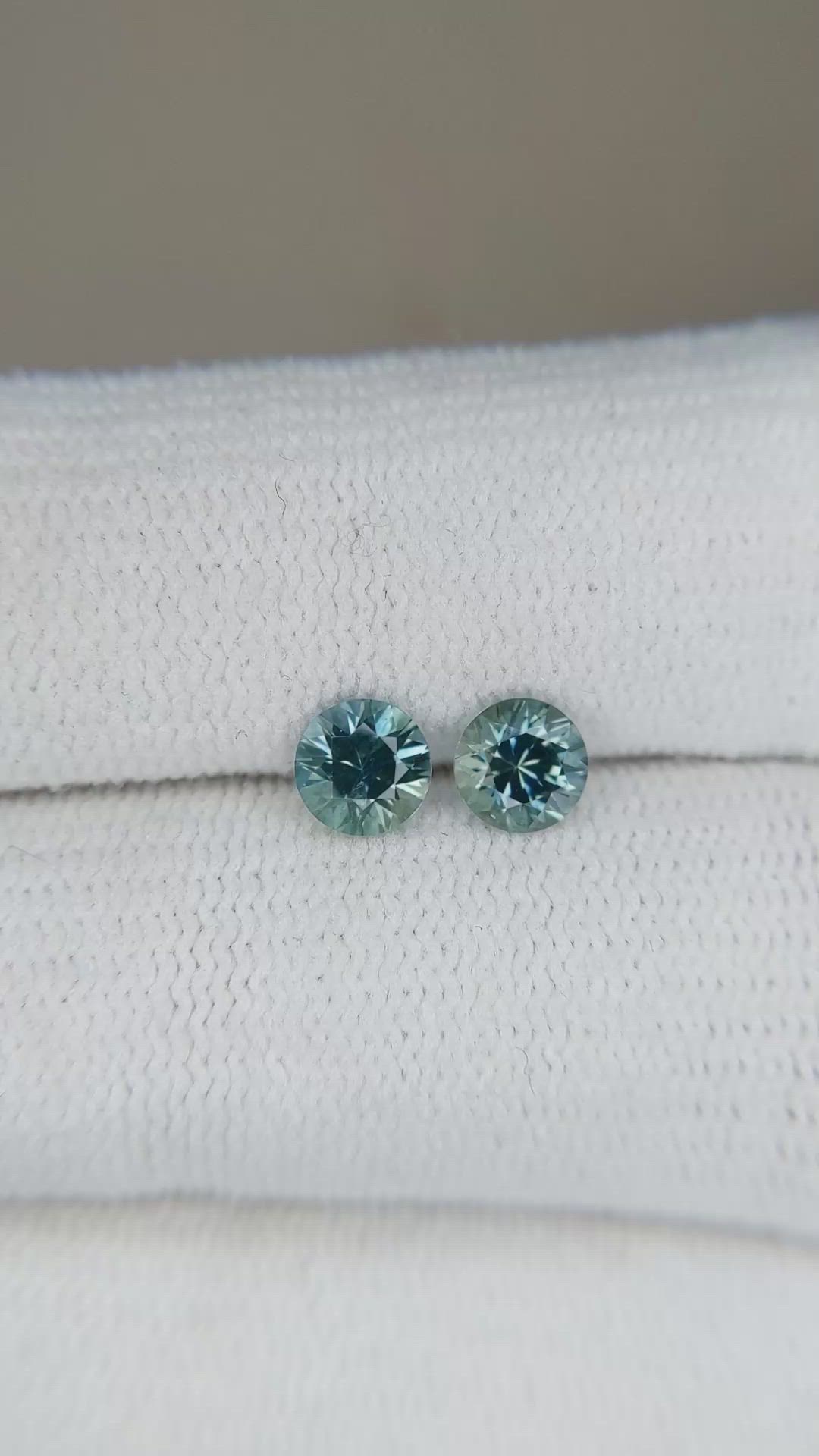 1.00&nbsp;Ct.Tw.Total Carat Weight Greenish Blue Sapphire Pair from Montana Size Video