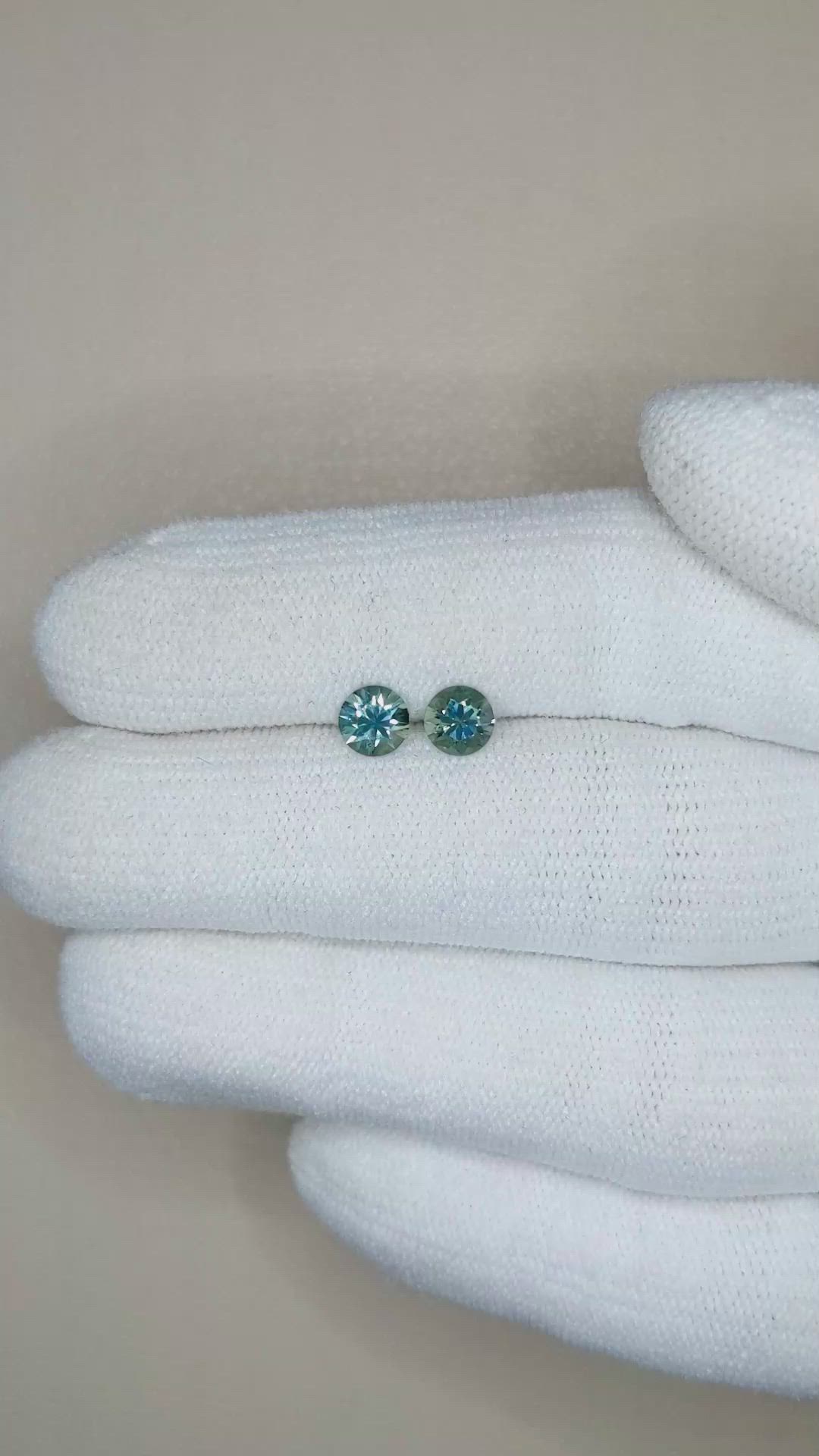 1.00&nbsp;Ct.Tw.Total Carat Weight Greenish Blue Sapphire Pair from Montana Size Video