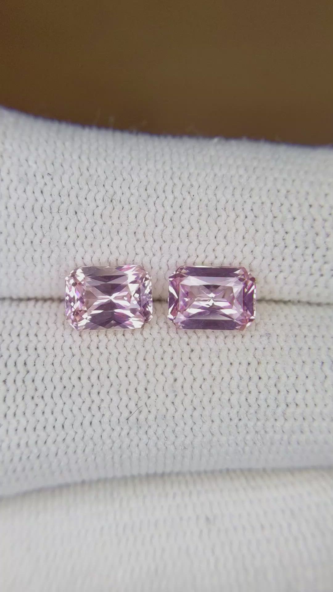 3.26&nbsp;Ct.Tw.Total Carat Weight Pink Sapphire Pair from Ceylon (Sri Lanka) Size Video