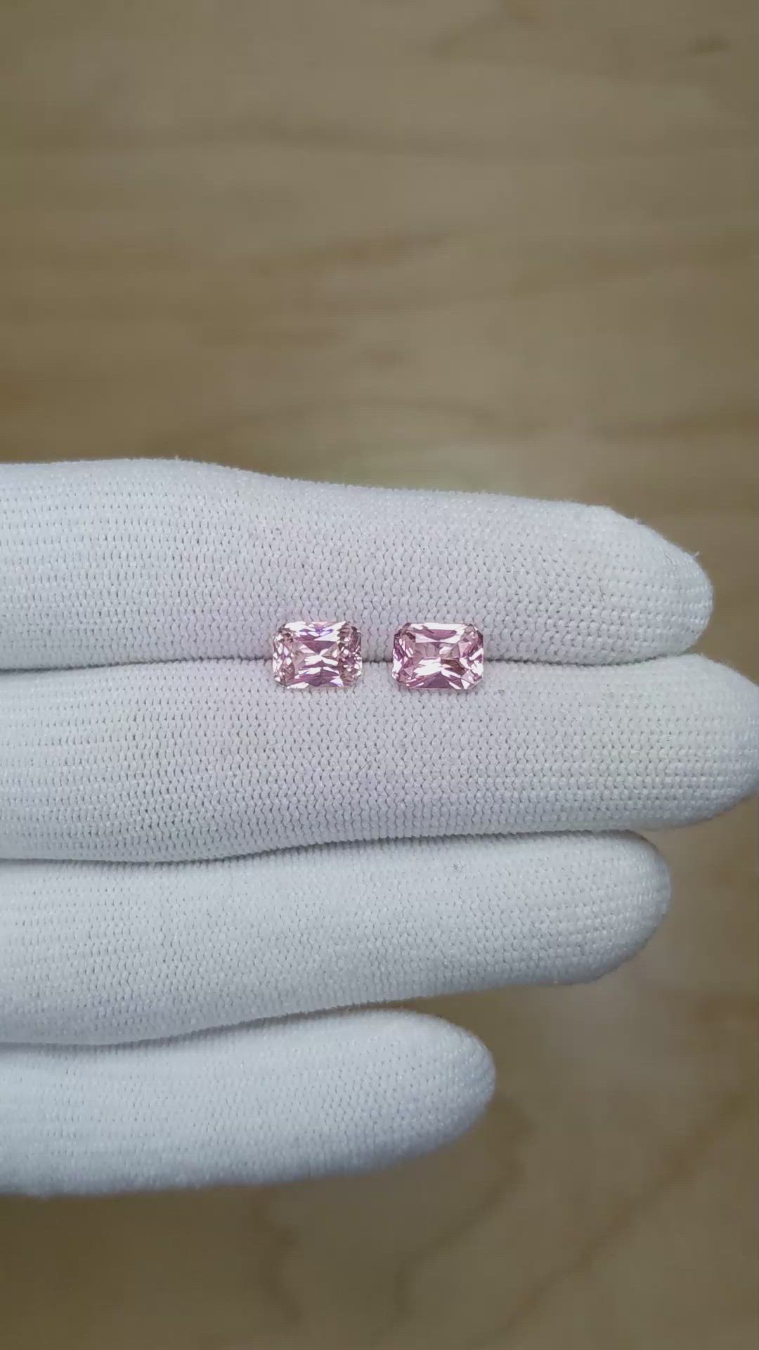 3.26&nbsp;Ct.Tw.Total Carat Weight Pink Sapphire Pair from Ceylon (Sri Lanka) Size Video