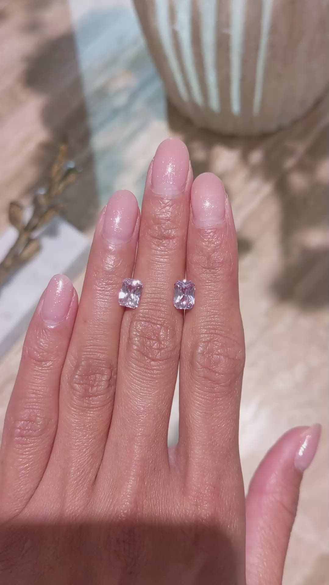 3.26&nbsp;Ct.Tw.Total Carat Weight Pink Sapphire Pair from Ceylon (Sri Lanka) Size Video