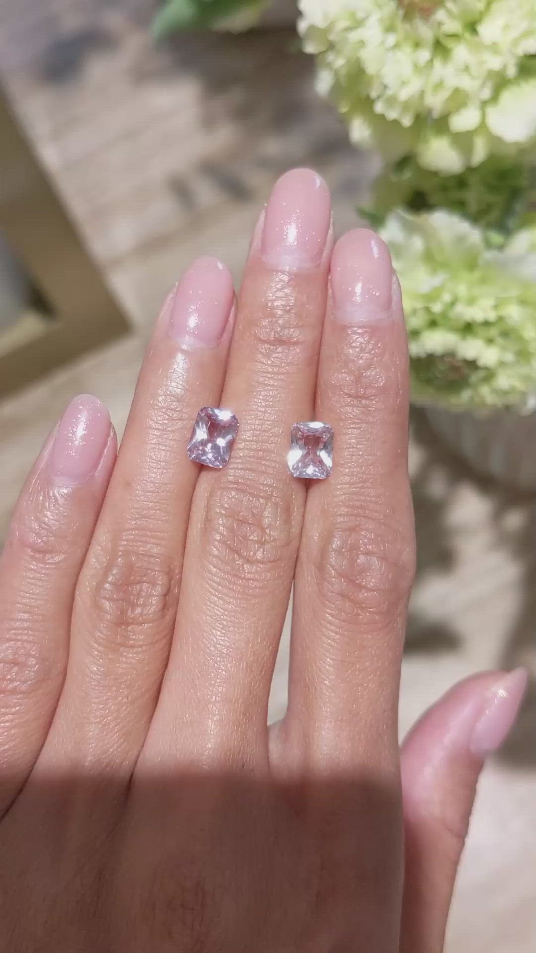 4.28&nbsp;Ct.Tw.Total Carat Weight Peach Sapphire Pair from Ceylon (Sri Lanka) Size Video