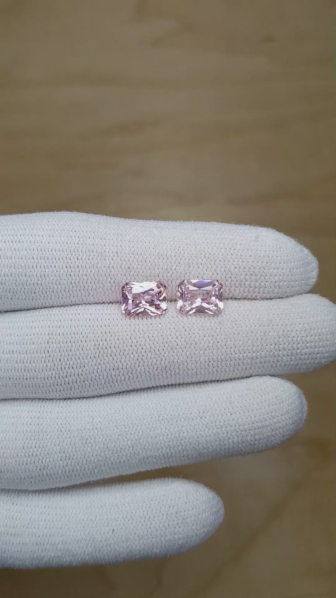 4.28&nbsp;Ct.Tw.Total Carat Weight Peach Sapphire Pair from Ceylon (Sri Lanka) Size Video