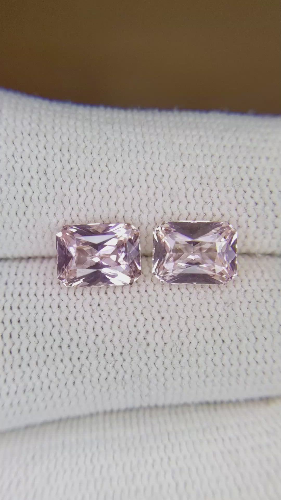 4.28&nbsp;Ct.Tw.Total Carat Weight Peach Sapphire Pair from Ceylon (Sri Lanka) Size Video