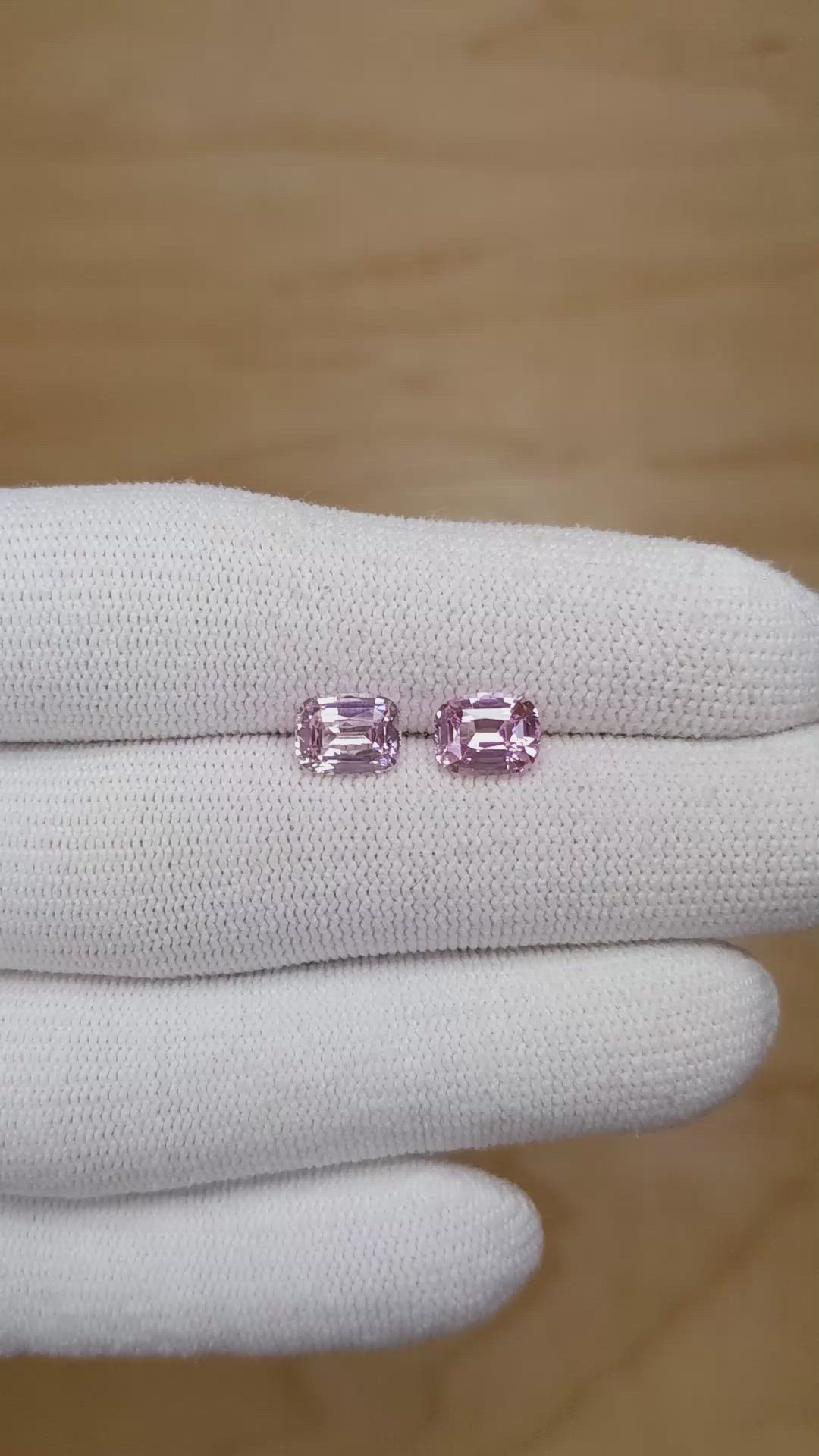 3.04&nbsp;Ct.Tw.Total Carat Weight Pink Sapphire Pair from Ceylon (Sri Lanka) Size Video