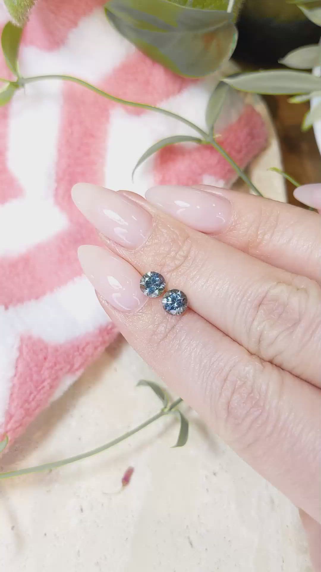 1.65&nbsp;Ct.Tw.Total Carat Weight Greyish Blue Sapphire Pair from Montana Size Video