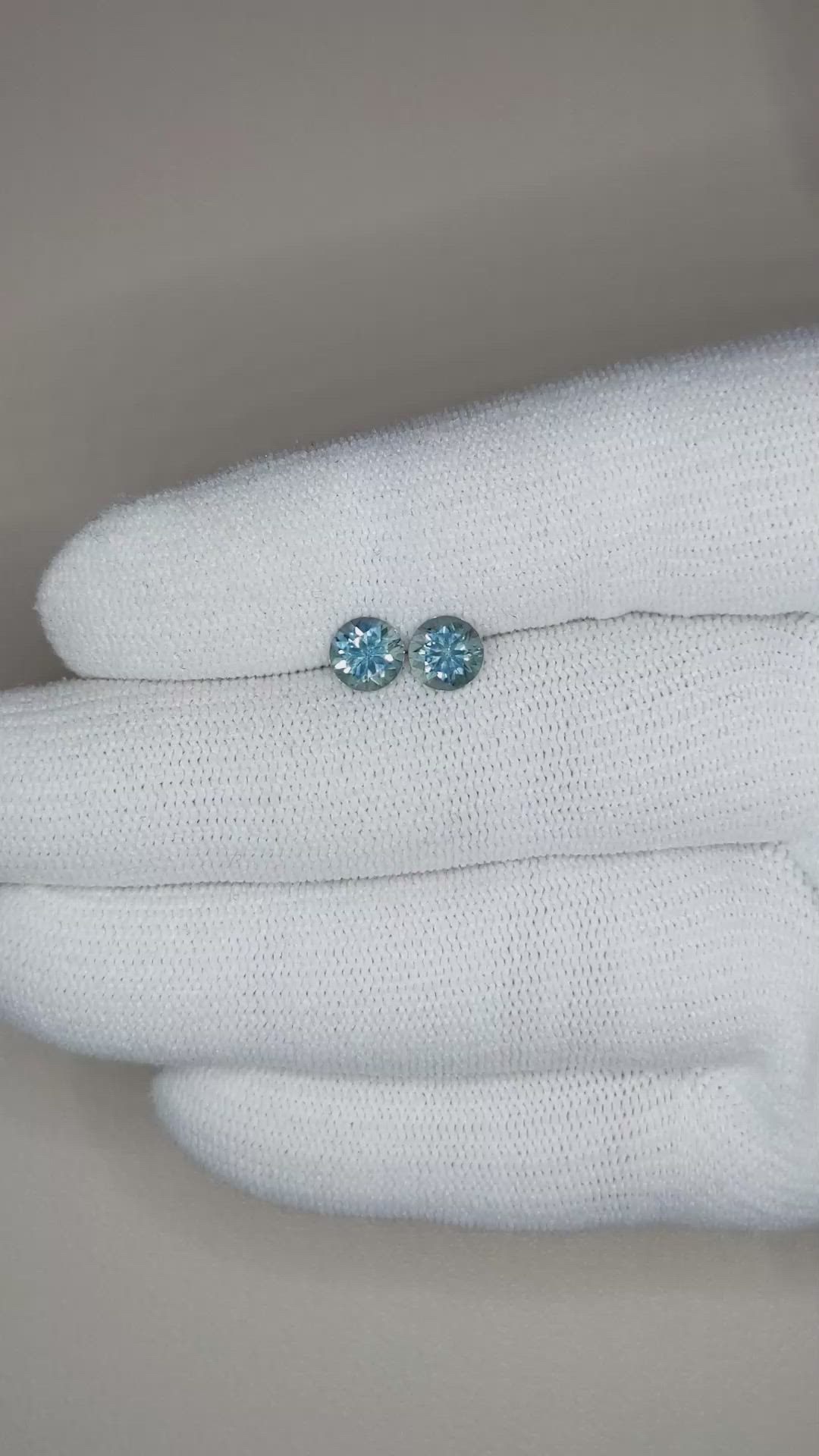 1.65&nbsp;Ct.Tw.Total Carat Weight Greyish Blue Sapphire Pair from Montana Size Video