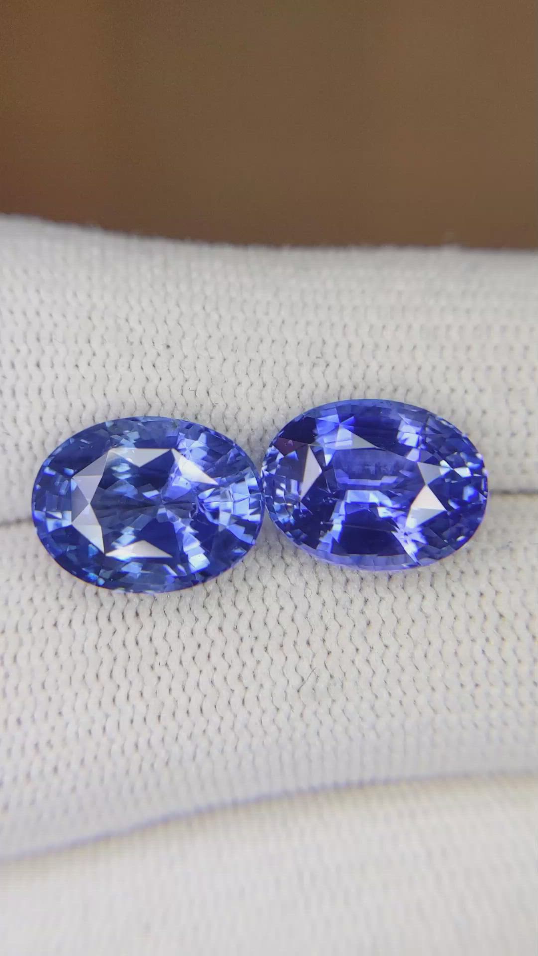 11.83 Ct.Tw.Total Carat Weight Blue Sapphire Pair from Madagascar Size Video