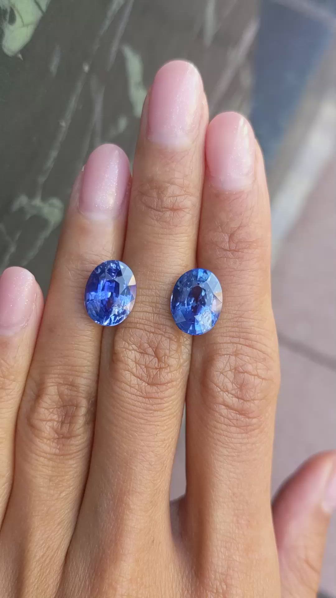 11.83 Ct.Tw.Total Carat Weight Blue Sapphire Pair from Madagascar Size Video