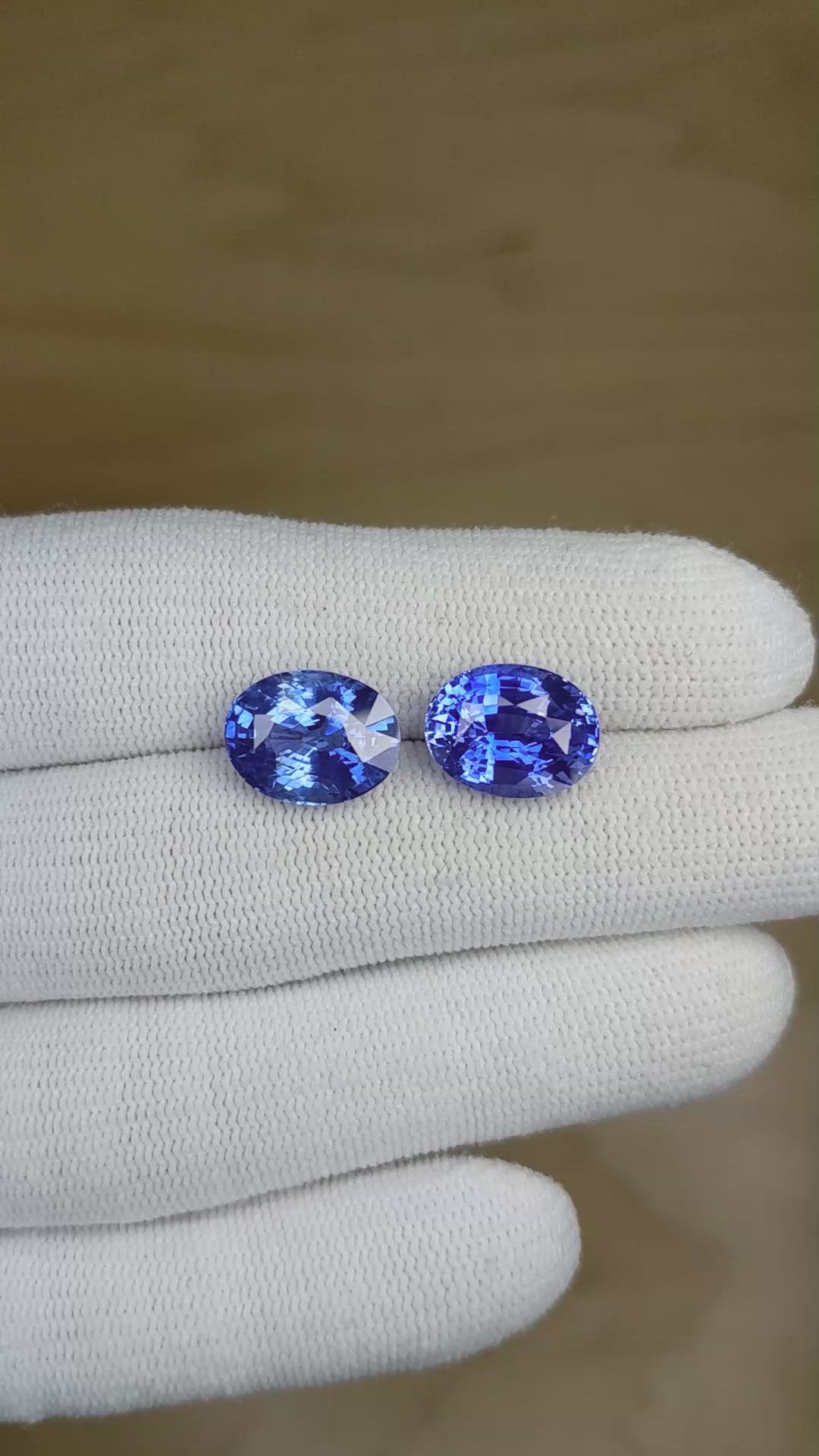 11.83 Ct.Tw.Total Carat Weight Blue Sapphire Pair from Madagascar Size Video