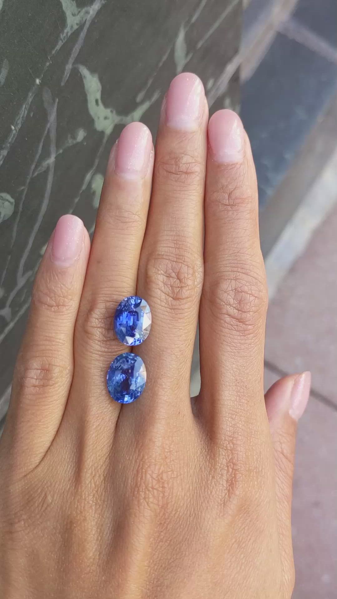 11.83 Ct.Tw.Total Carat Weight Blue Sapphire Pair from Madagascar Size Video