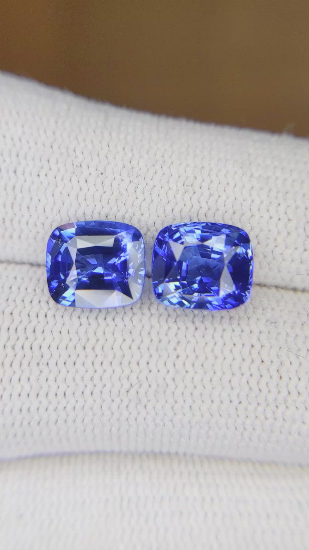 6.64 Ct.Tw.Total Carat Weight Blue Sapphire Pair from Ceylon (Sri Lanka) Size Video