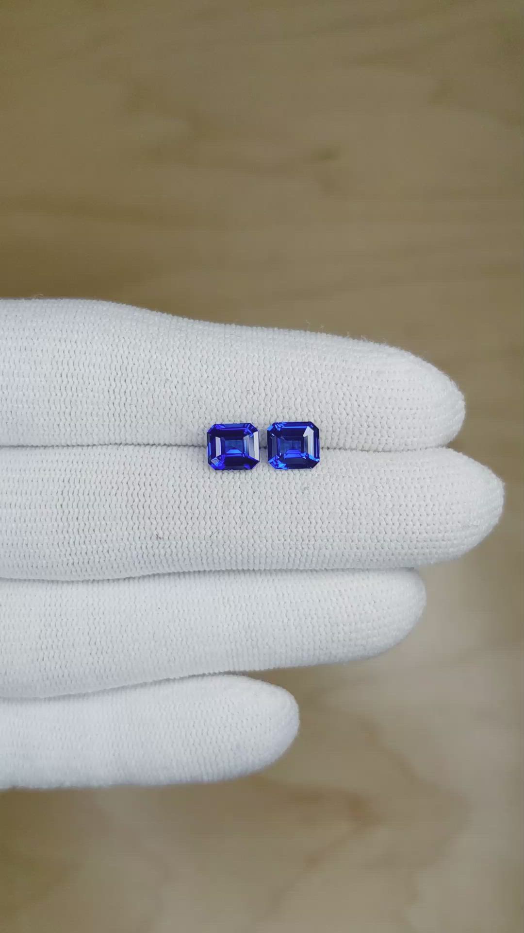 2.73 Ct.Tw.Total Carat Weight Blue Sapphire Pair from Ceylon (Sri Lanka) Size Video