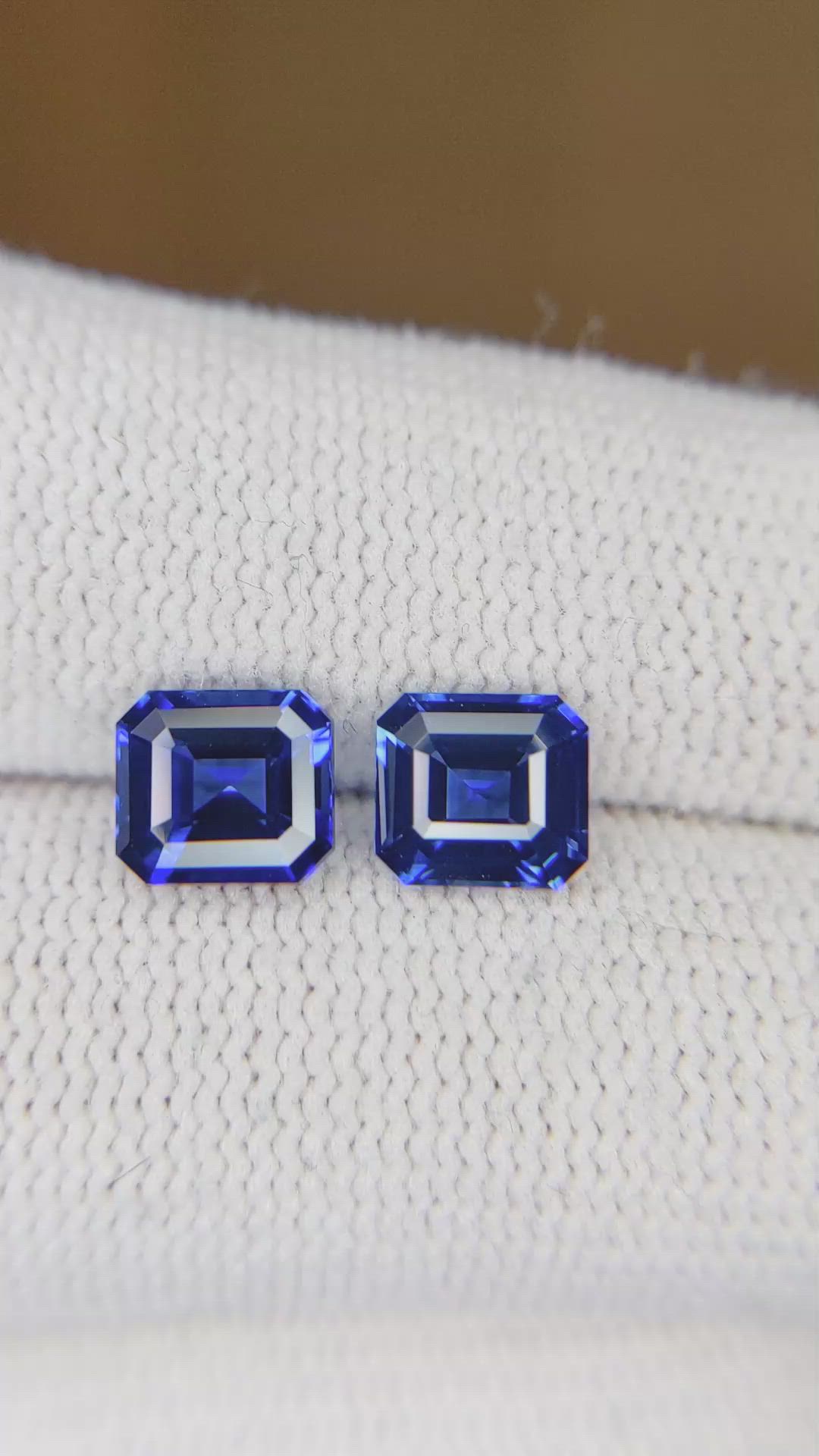 2.73 Ct.Tw.Total Carat Weight Blue Sapphire Pair from Ceylon (Sri Lanka) Size Video