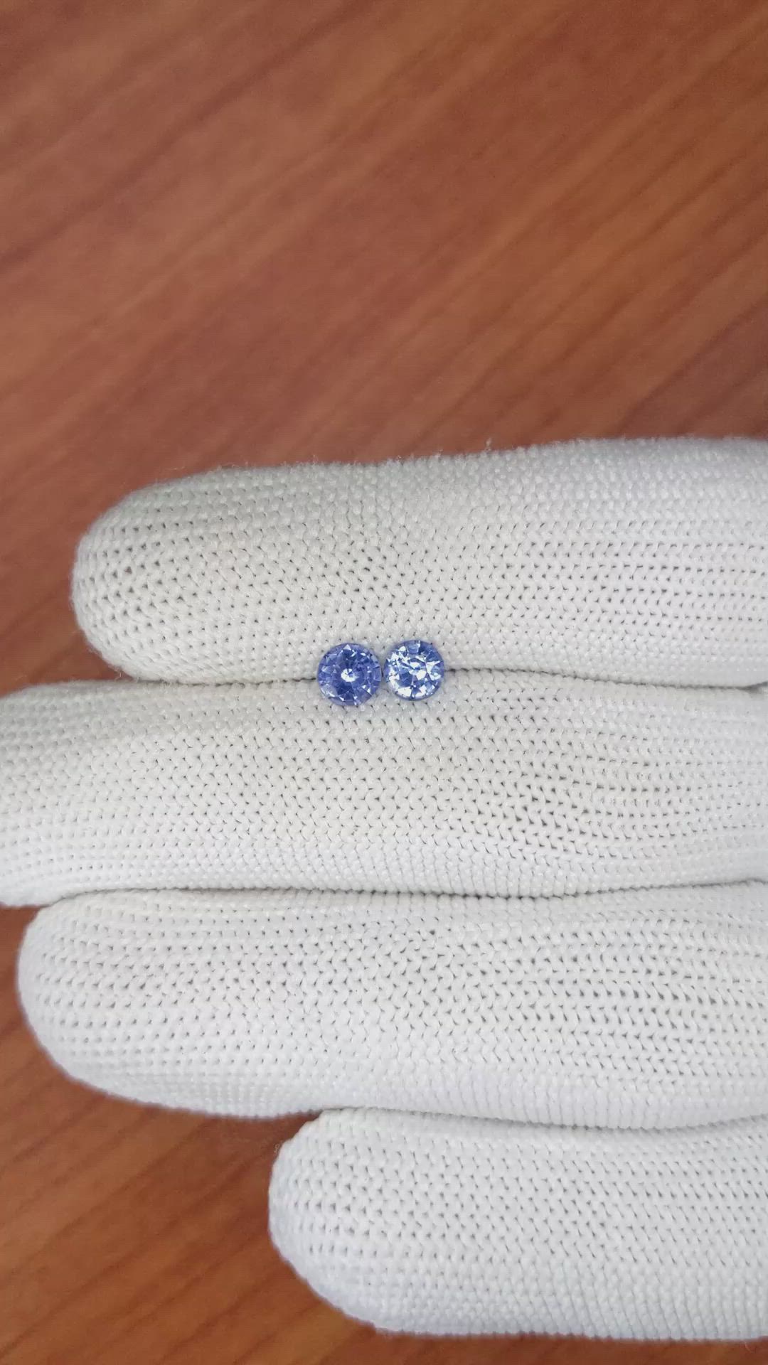 0.97 Ct.Tw.Total Carat Weight Blue Sapphire Pair from Ceylon (Sri Lanka) Size Video