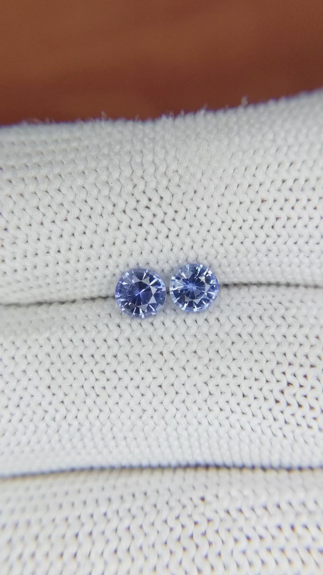 0.97 Ct.Tw.Total Carat Weight Blue Sapphire Pair from Ceylon (Sri Lanka) Size Video