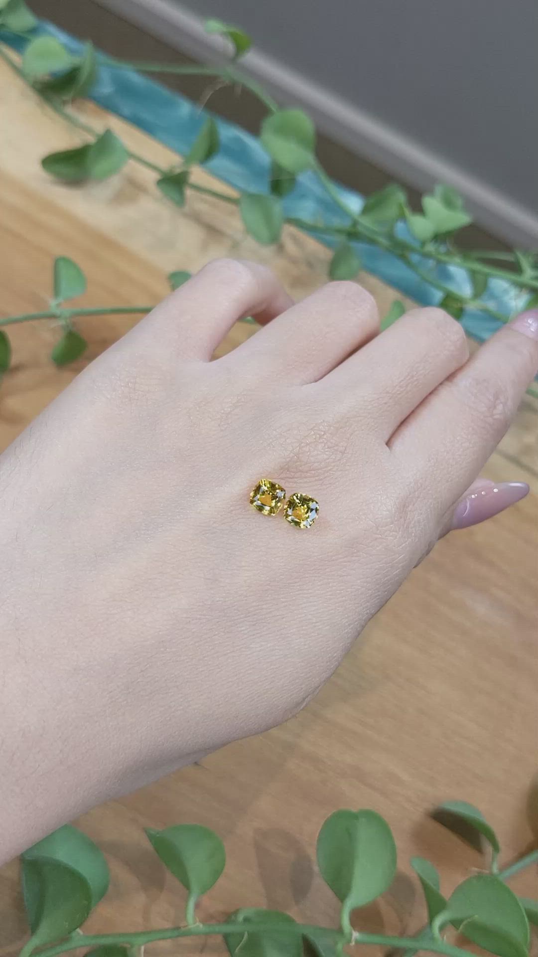 2.20 Ct.Tw.Total Carat Weight Orangish Yellow Sapphire Pair from Ceylon (Sri Lanka) Size Video