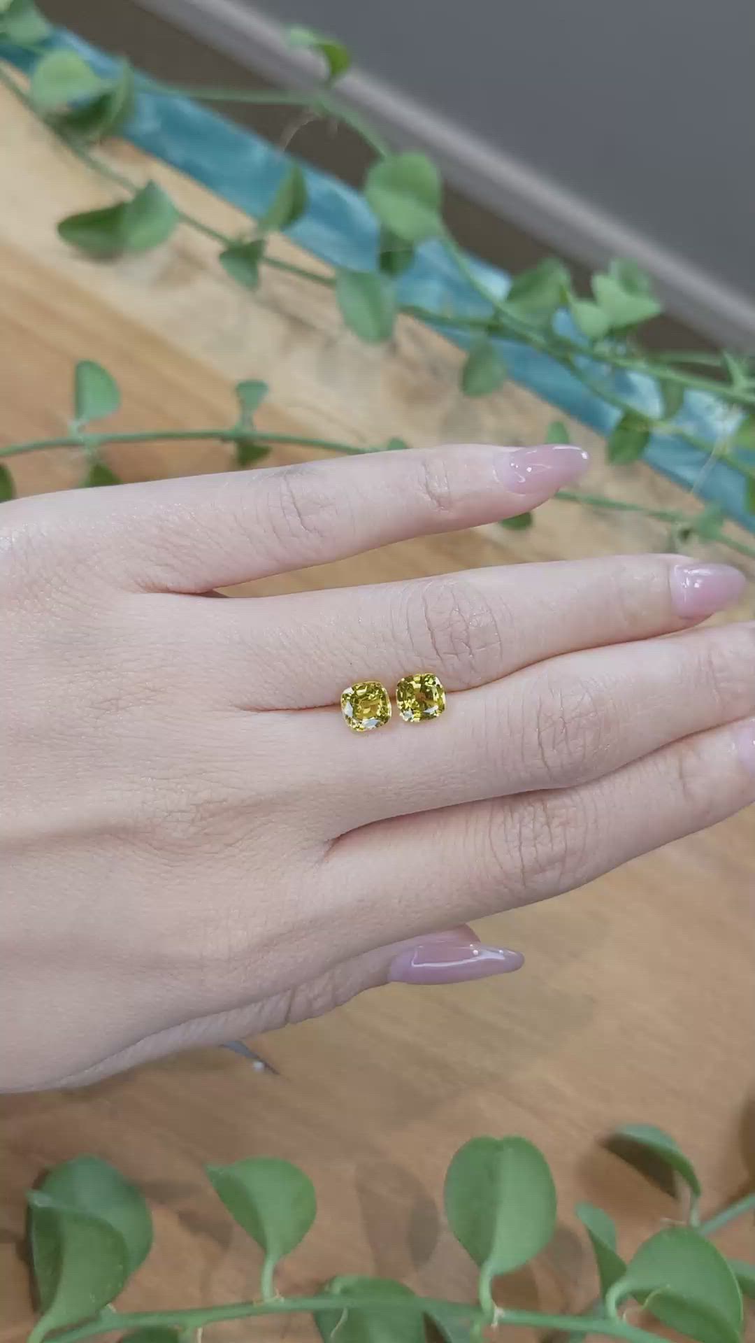 2.57 Ct.Tw.Total Carat Weight Yellow Sapphire Pair from Ceylon (Sri Lanka) Size Video