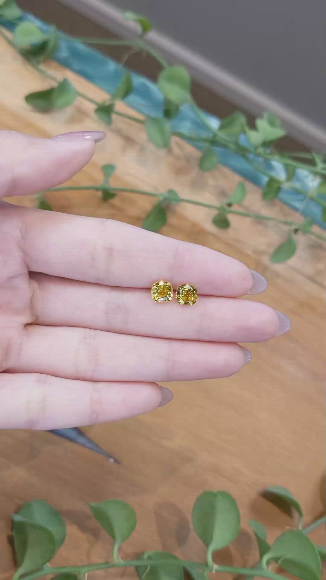 2.57 Ct.Tw.Total Carat Weight Yellow Sapphire Pair from Ceylon (Sri Lanka) Size Video