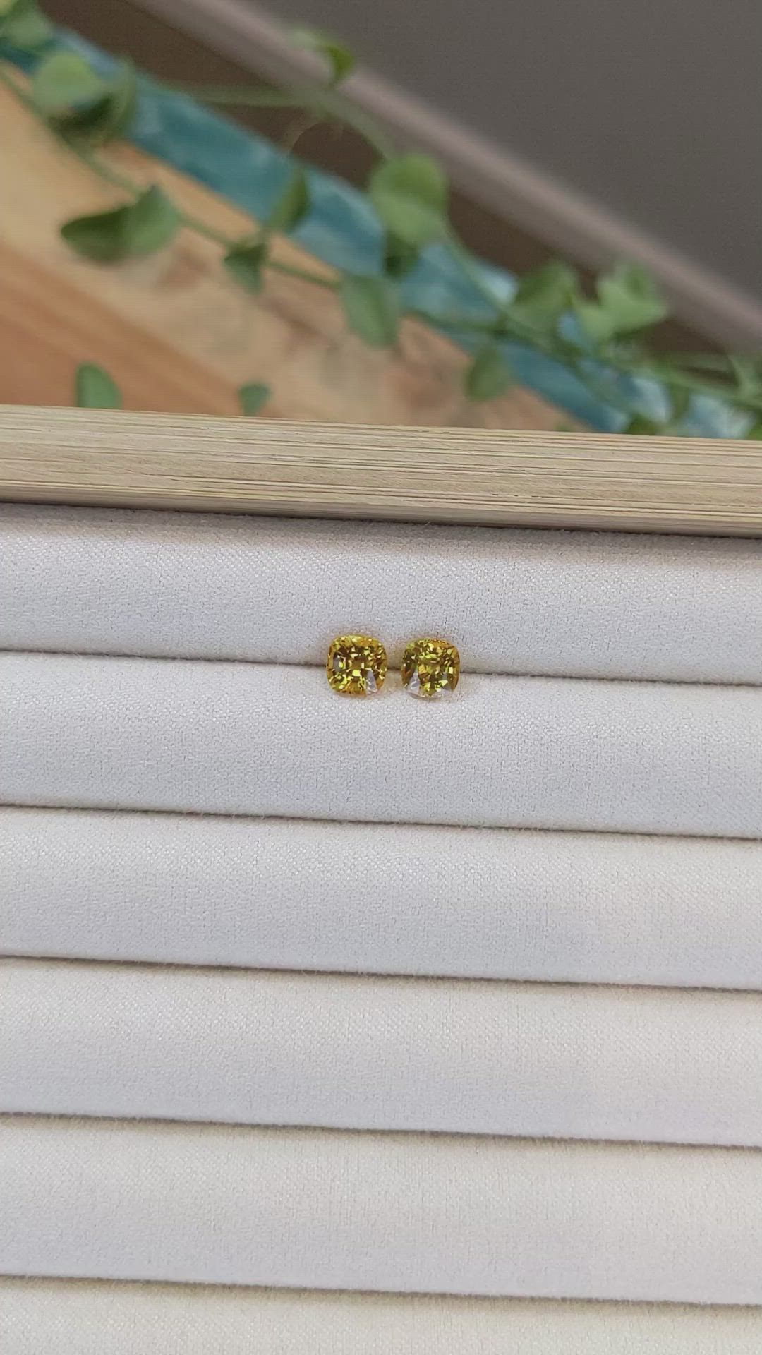 2.89 Ct.Tw.Total Carat Weight Orangish Yellow Sapphire Pair from Ceylon (Sri Lanka) Size Video