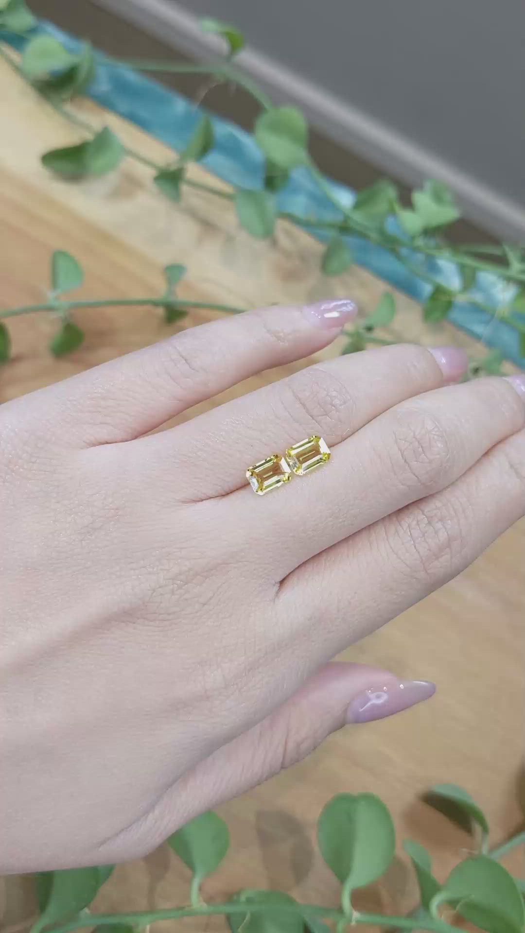 2.26 Ct.Tw.Total Carat Weight Yellow Sapphire Pair from Ceylon (Sri Lanka) Size Video